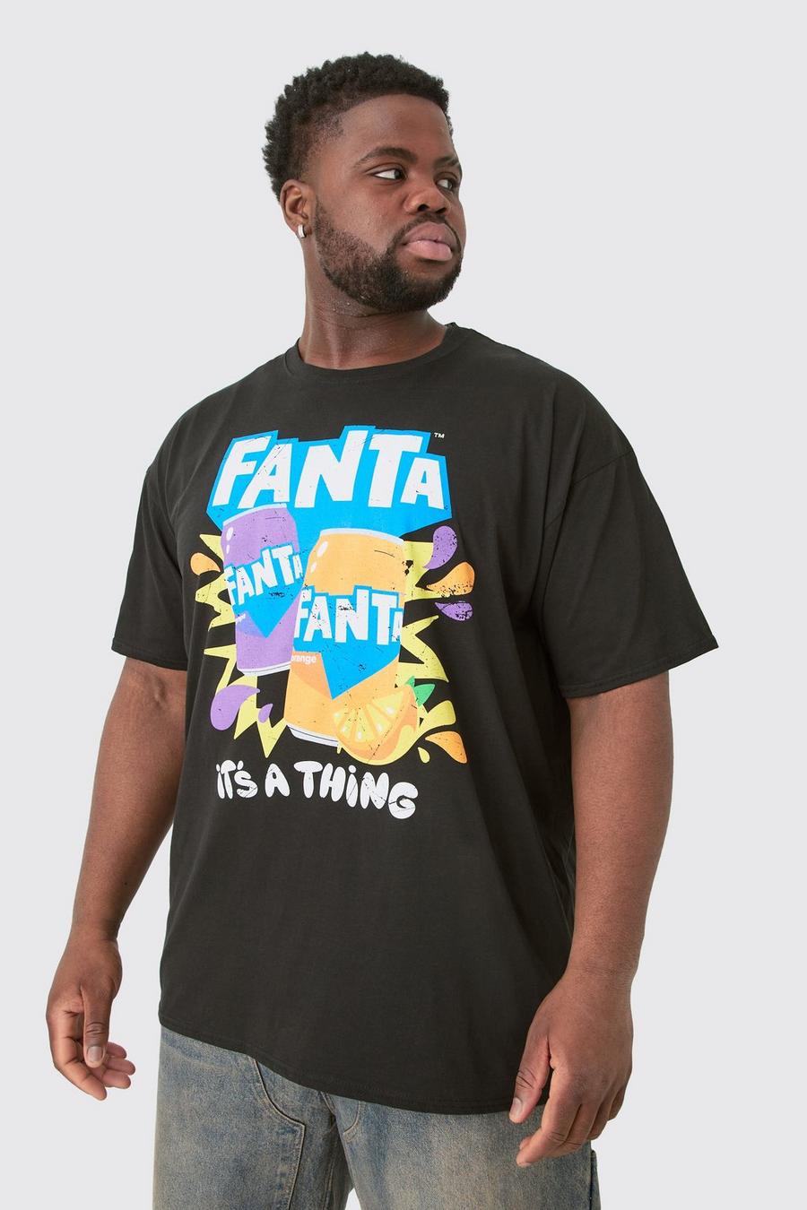 Plus Multi Fanta Printed Licensed T-shirt In Black image number 1