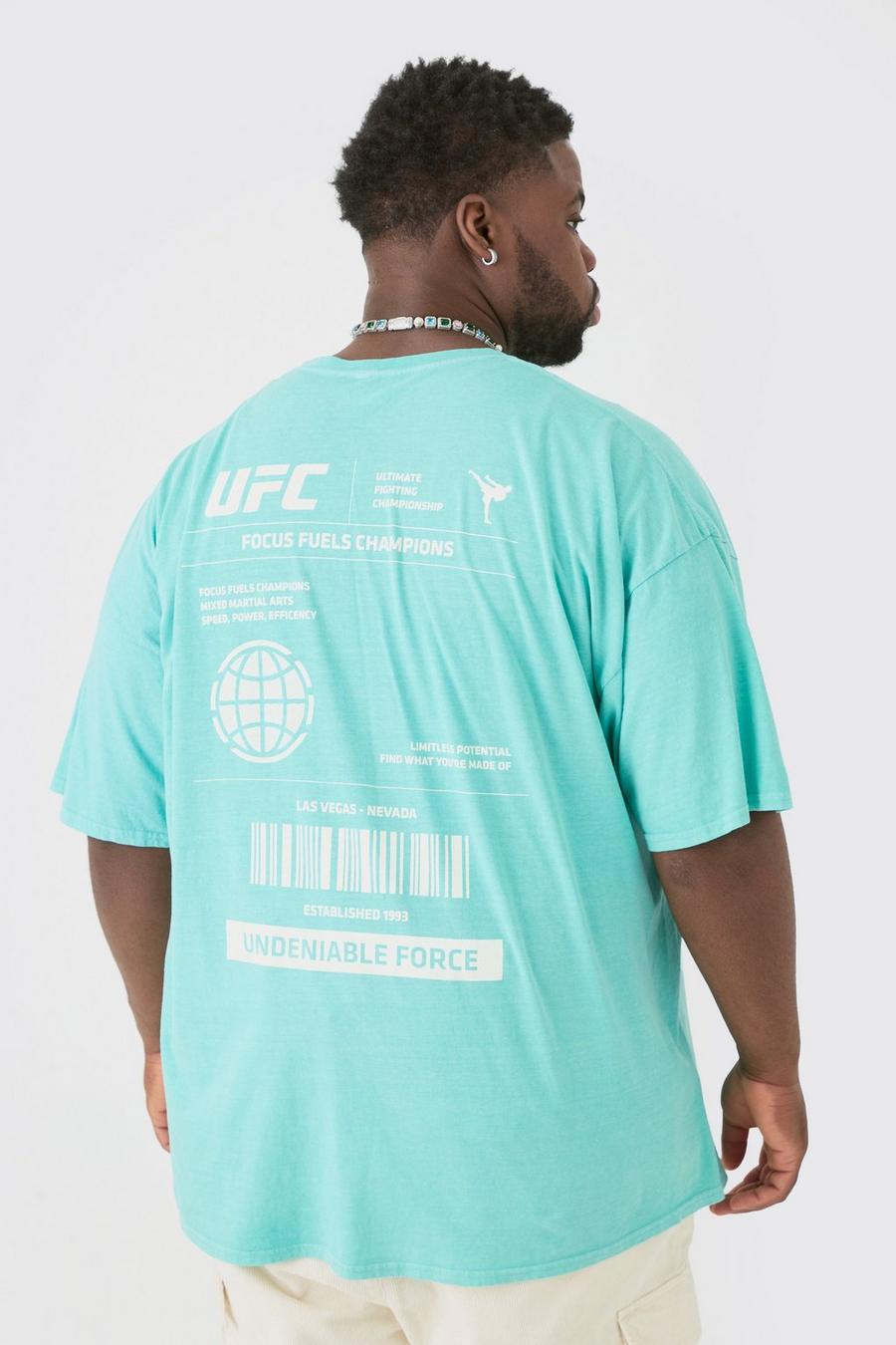 Plus UFC Printed Licensed T-shirt In Green image number 1