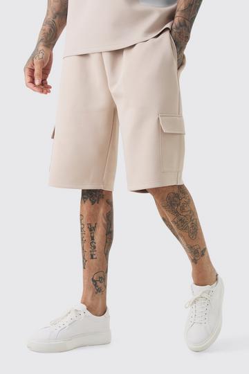 Tall Baggy Scuba Cargo Shorts Met Rits grey