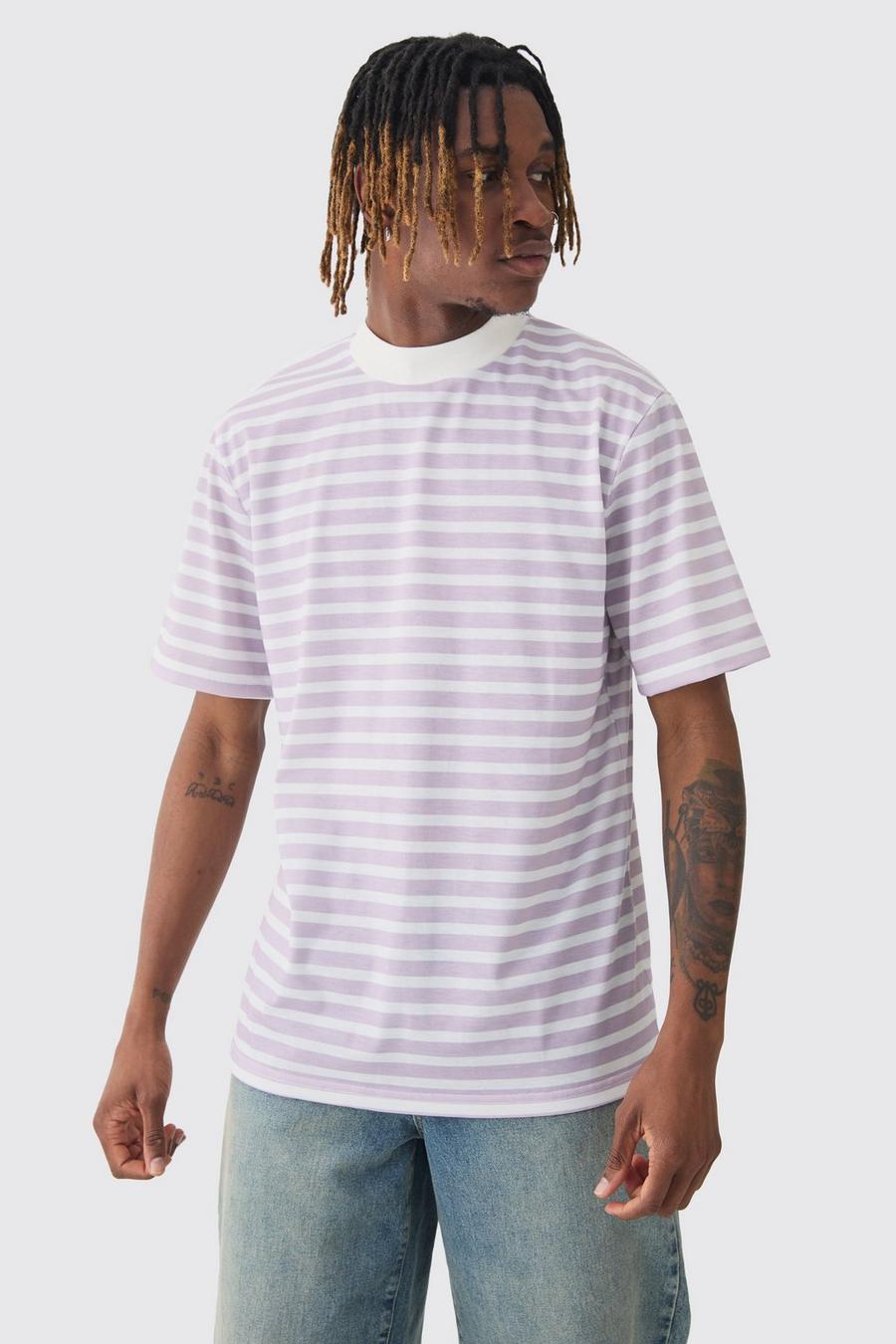 Multi Tall Extended Neck Stripe T-shirt