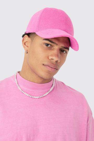 Pink Toweling Cap In Pink