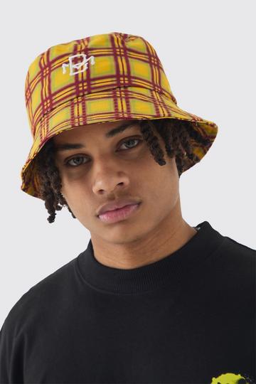 Yellow BM Checked Bucket Hat In Yellow