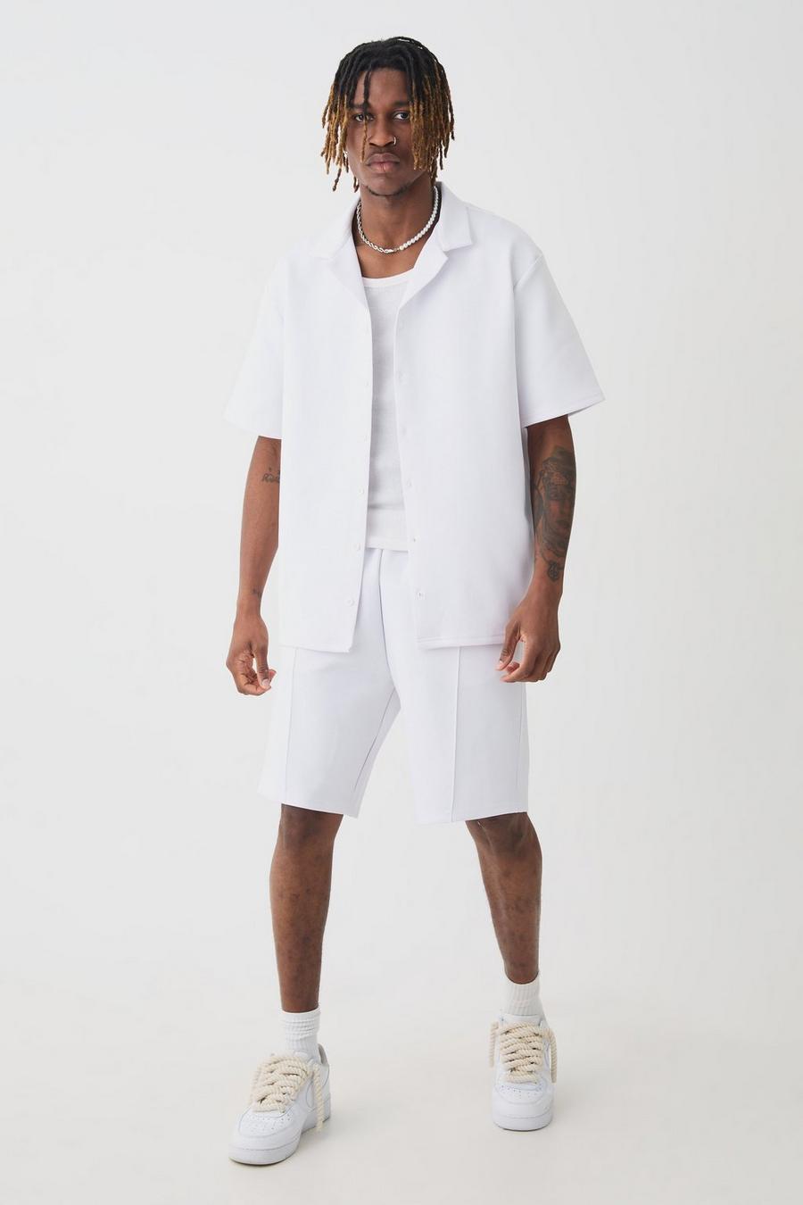 White Tall Scuba Drop Revere Shirt & Short Set image number 1