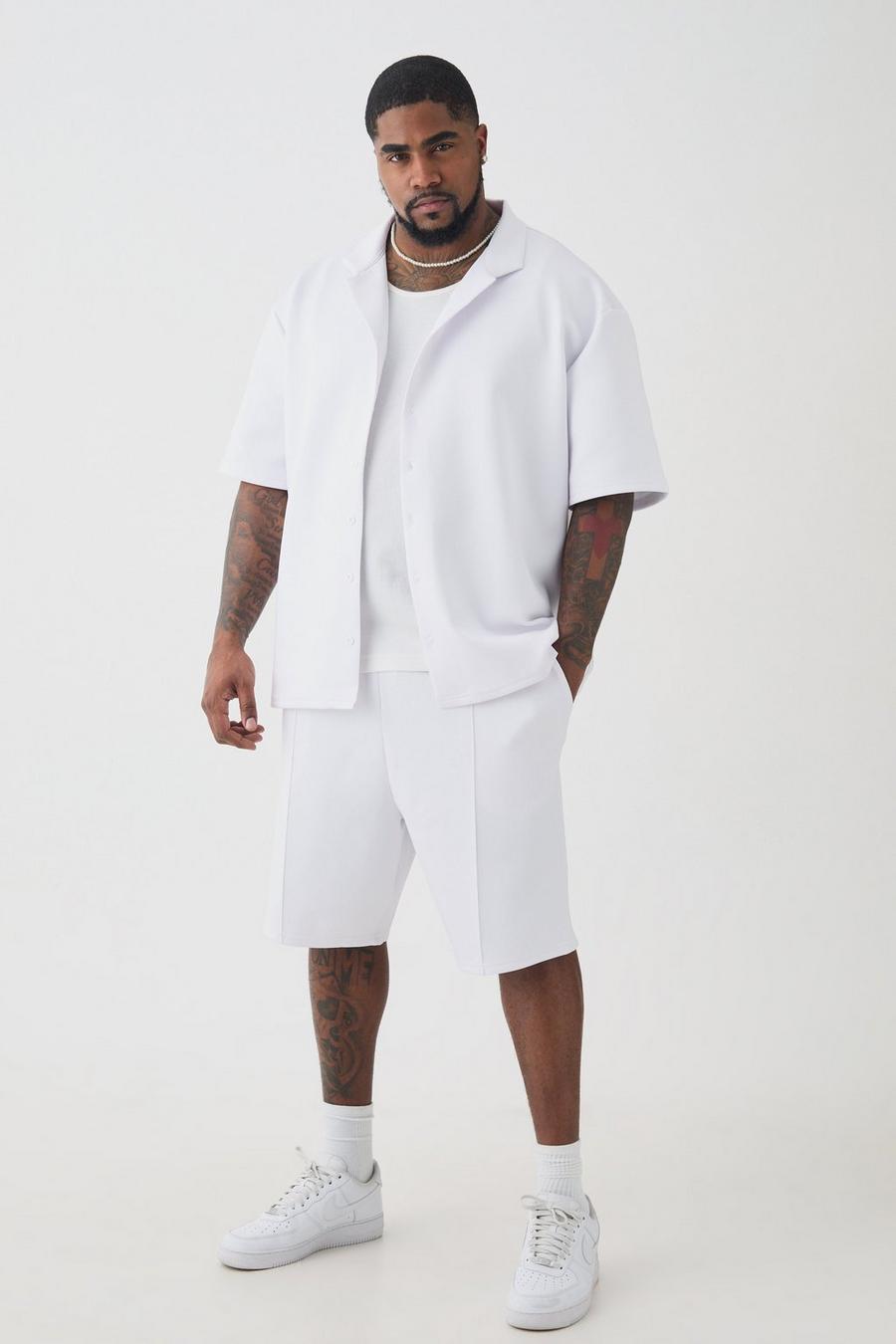 White Plus Scuba Drop Revere Shirt & Short Set image number 1