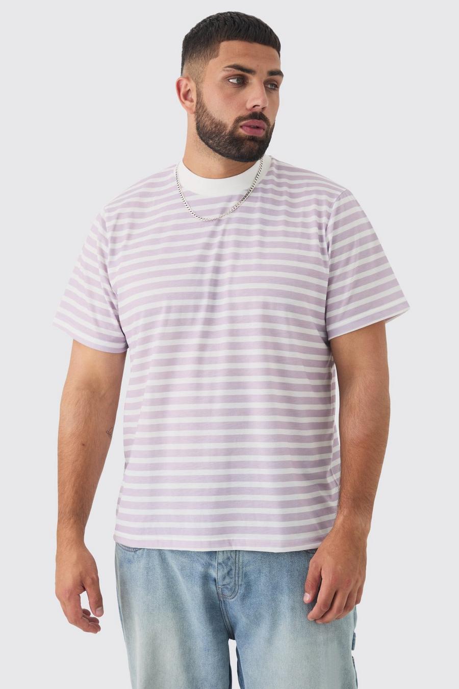 Multi Plus Extended Neck Stripe T-shirt