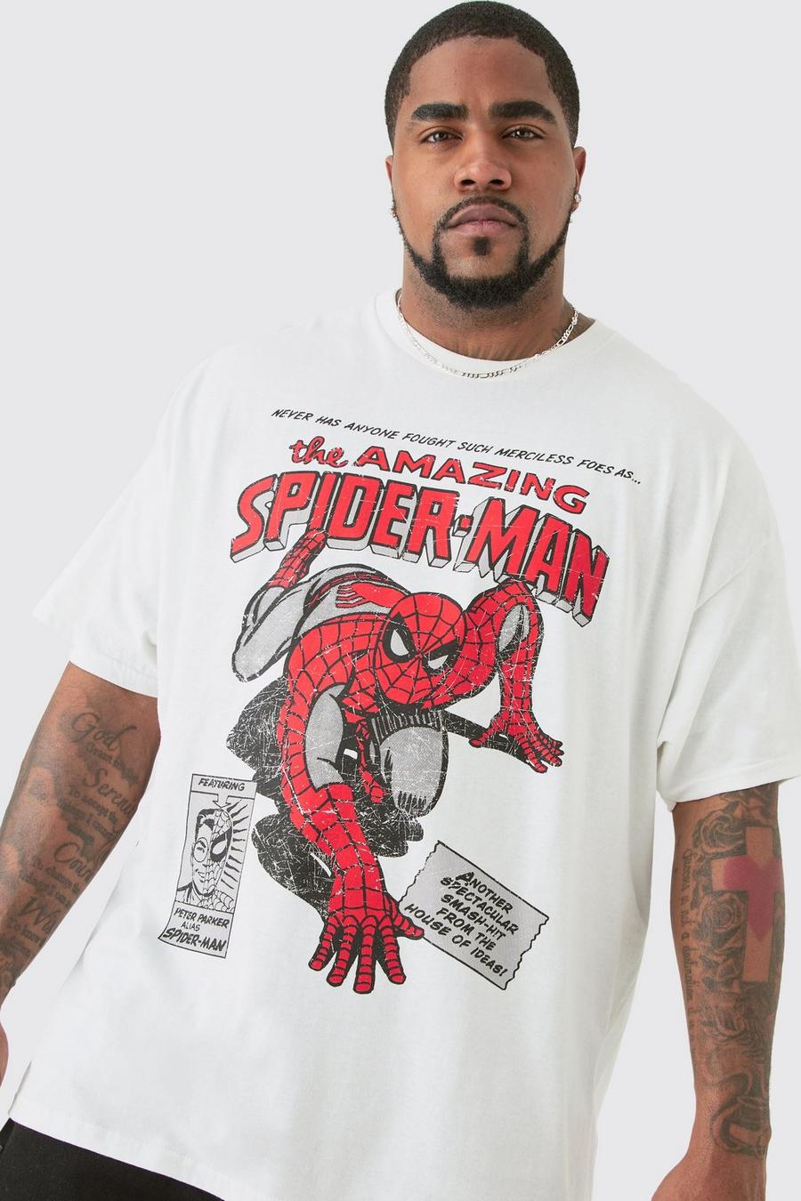 White Plus Oversized Spiderman License T-shirt