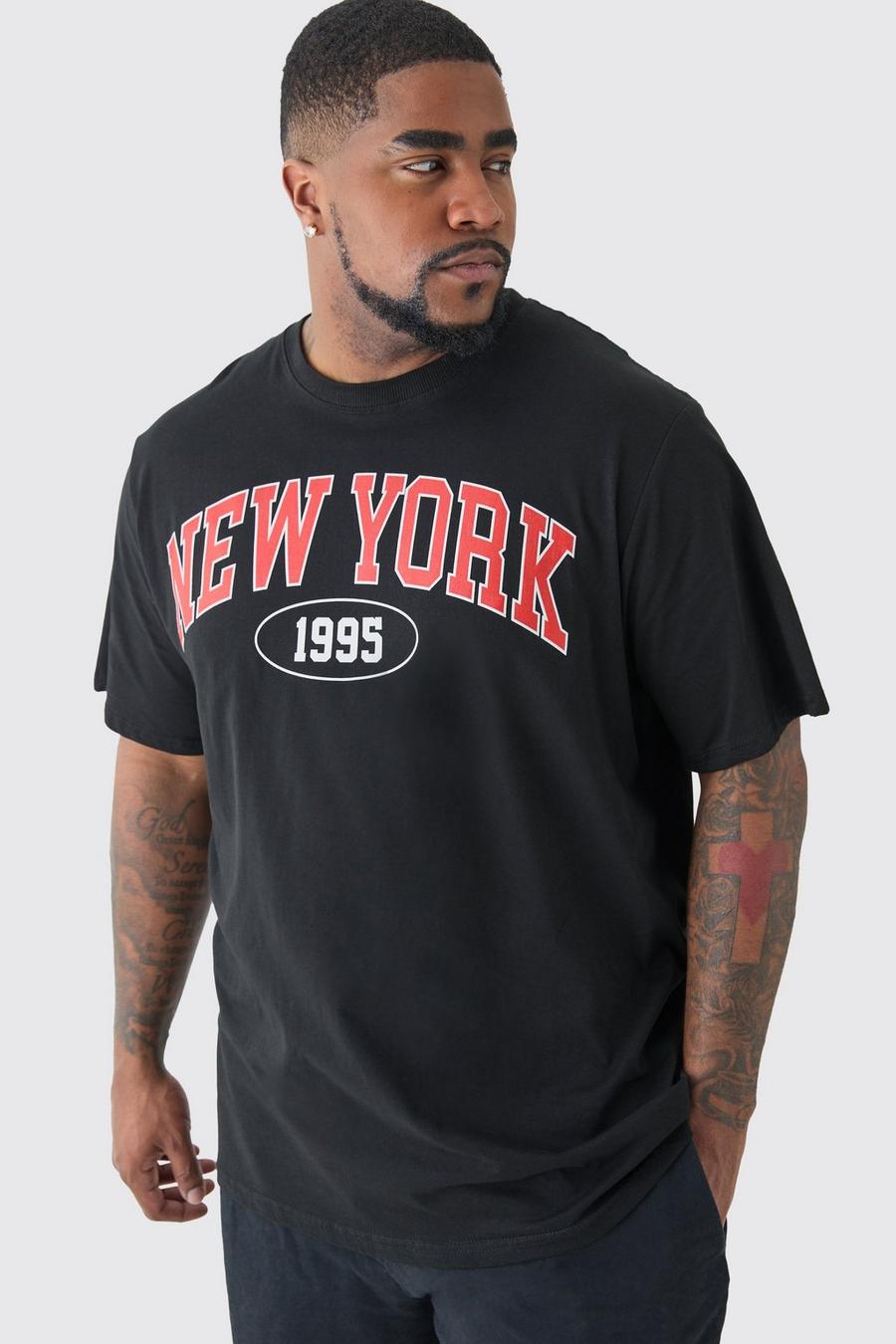 Plus T-Shirt mit New York Print, Black