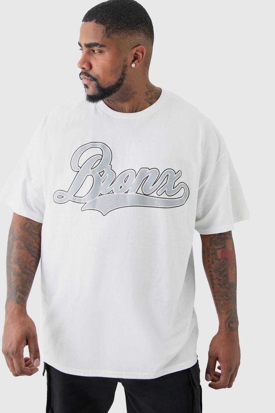 Plus T-Shirt mit Bronx Print, White image number 1