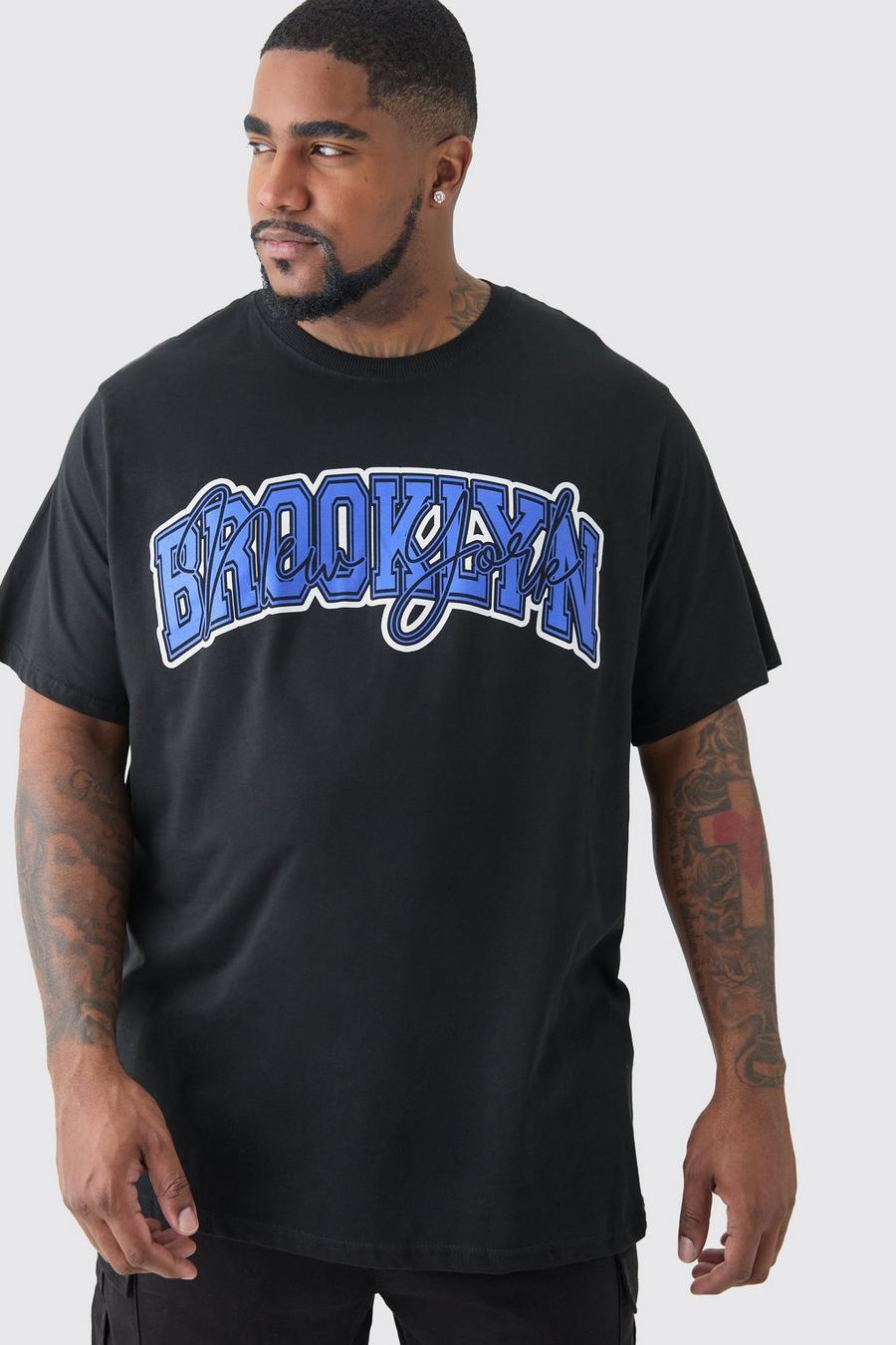 Plus T-Shirt mit Brooklyn-Print, Black image number 1