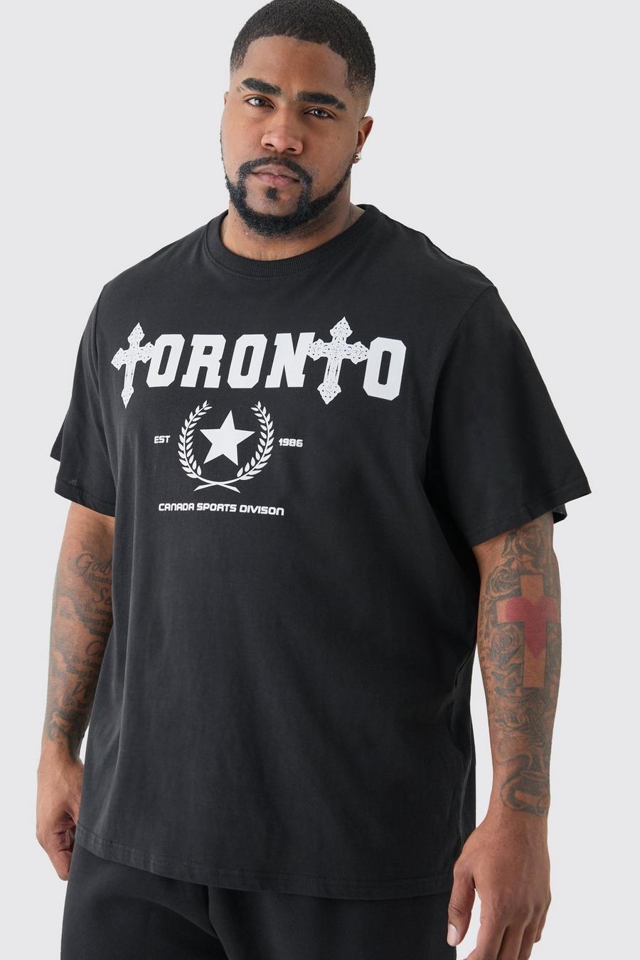 T-shirt Plus Size con stampa Paris Toronto, Black