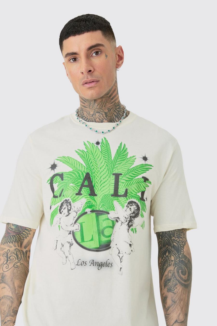 Camiseta Tall oversize con estampado de querubín, Ecru image number 1