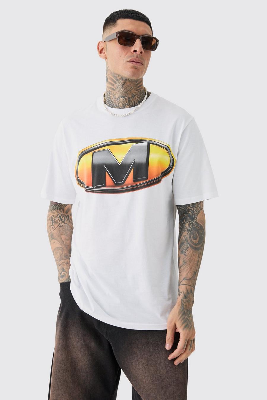 Tall - T-shirt slim à logo M, White
