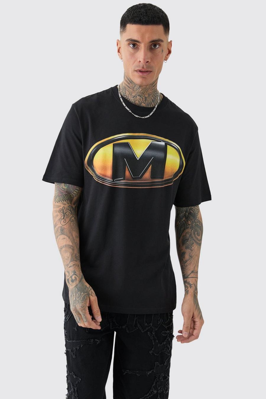 Black Tall Core Fit M Logo Print T-shirt