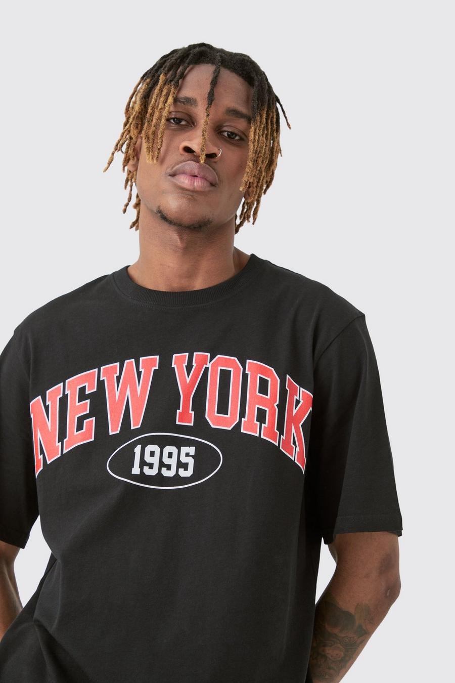 Black Tall New York Varsity Print T-shirt image number 1