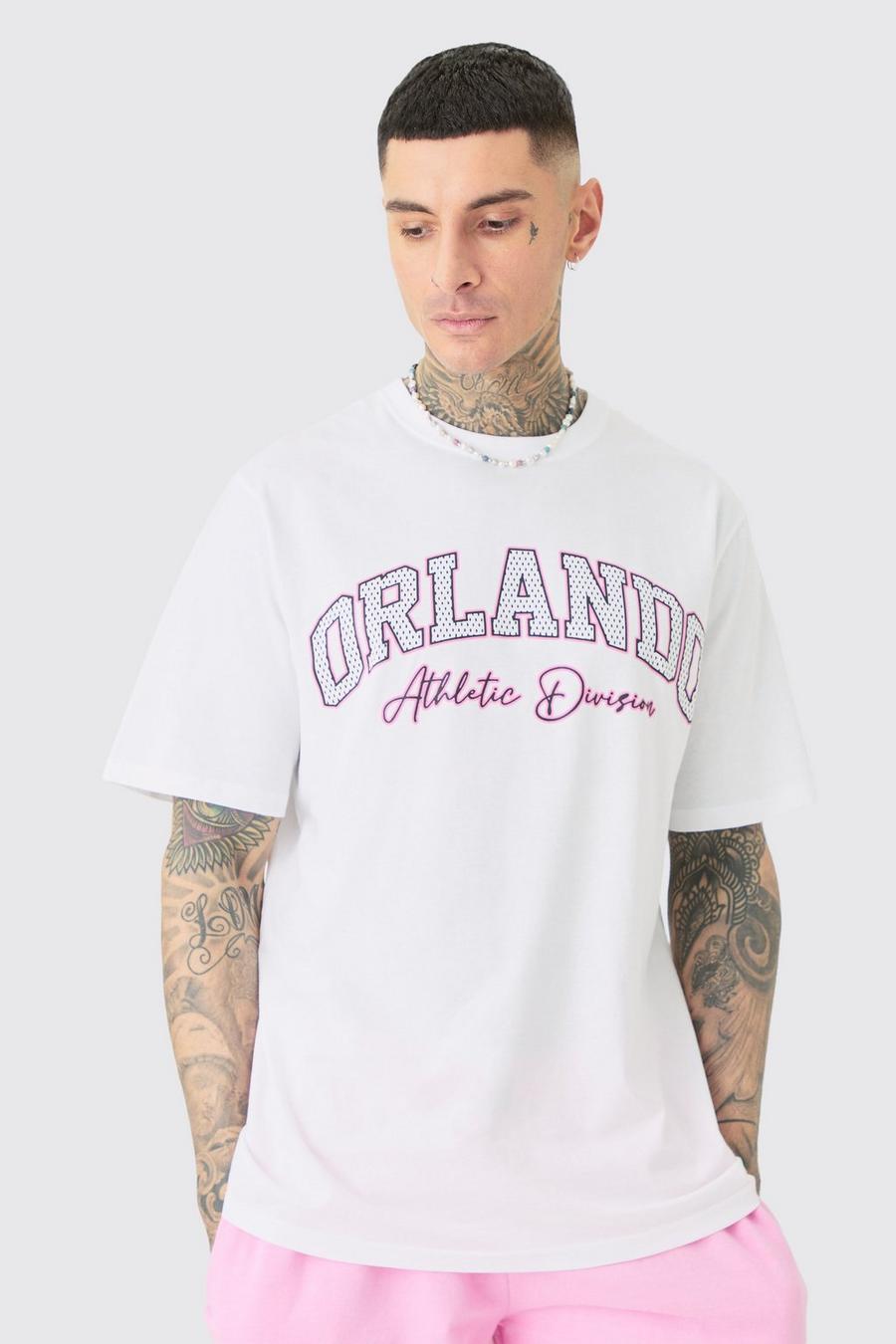 Tall - T-shirt universitaire à imprimé Orlando, White