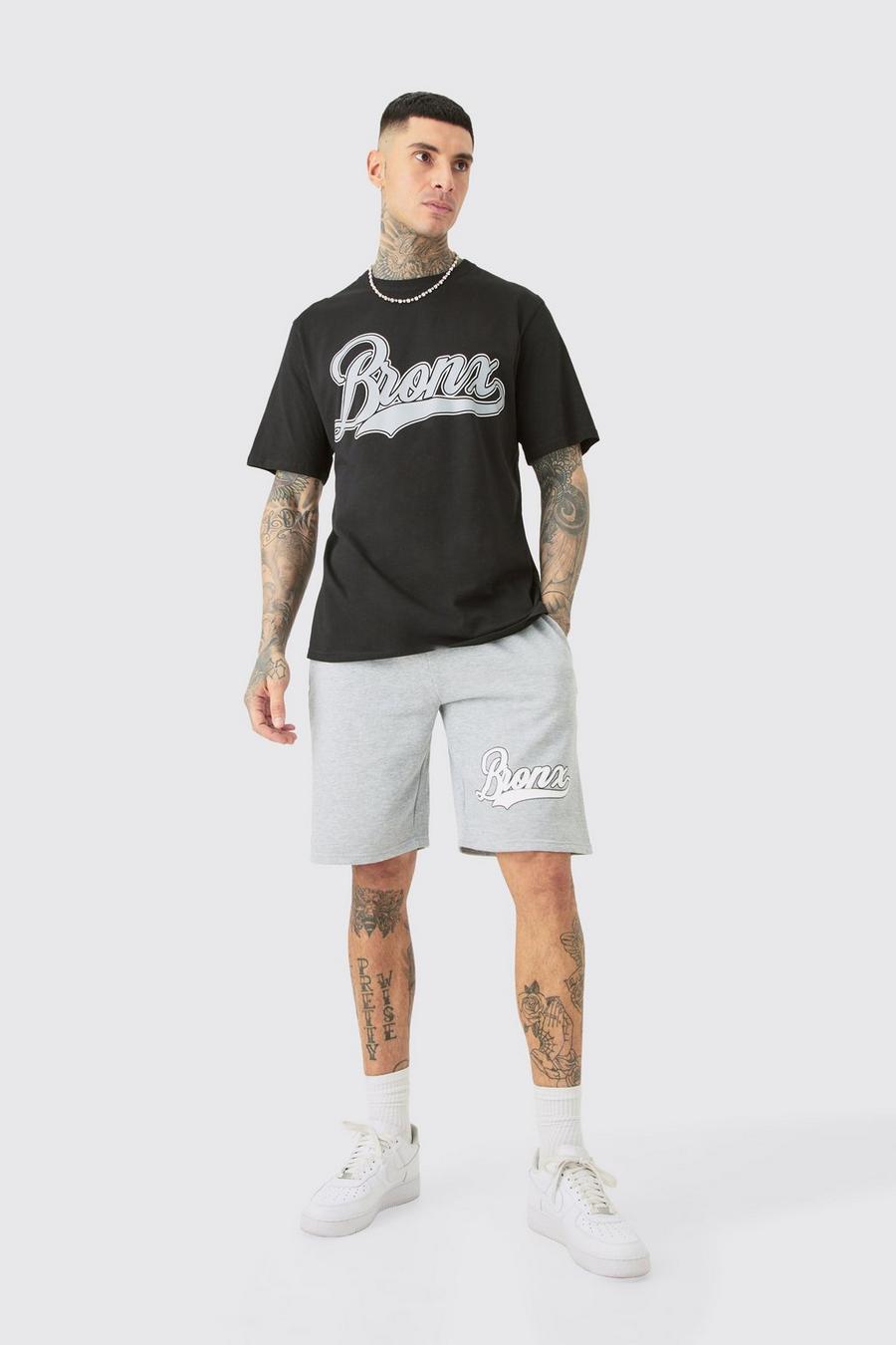 Conjunto Tall de pantalón corto y camiseta con estampado universitario de Bronx, Multi