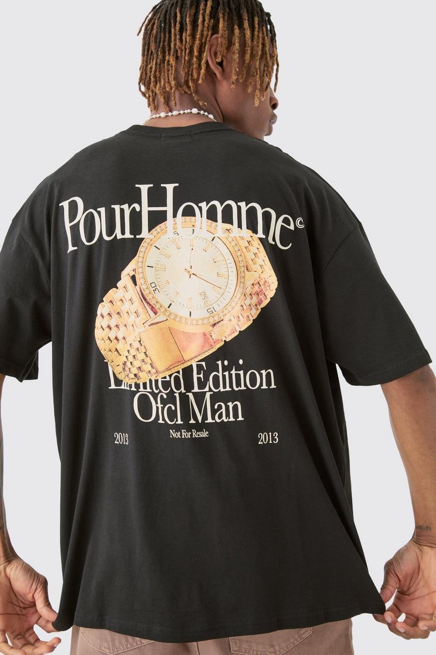 Black Tall Old Money Oversize t-shirt med grafiskt tryck