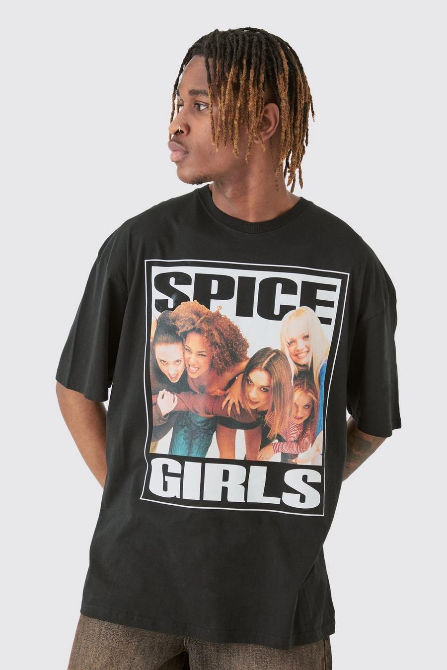 Tall schwarzes Spice Girls T-Shirt, Ecru