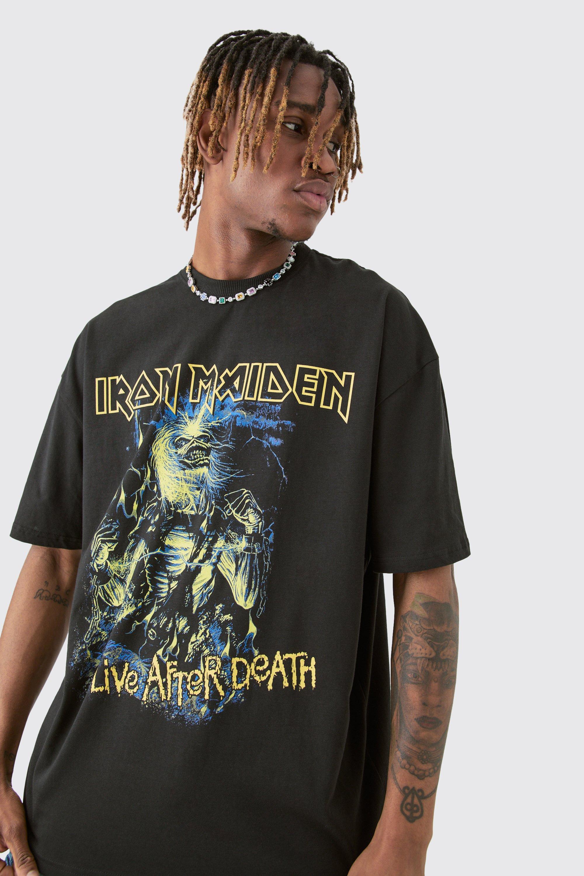 Tall Oversized Iron Maiden T shirt In Black