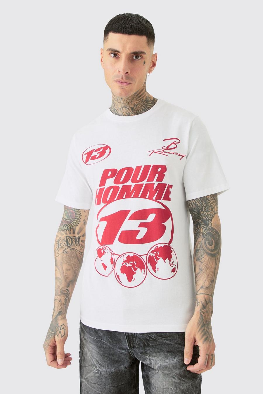 White Tall Wit Pour Homme Moto T-Shirt image number 1