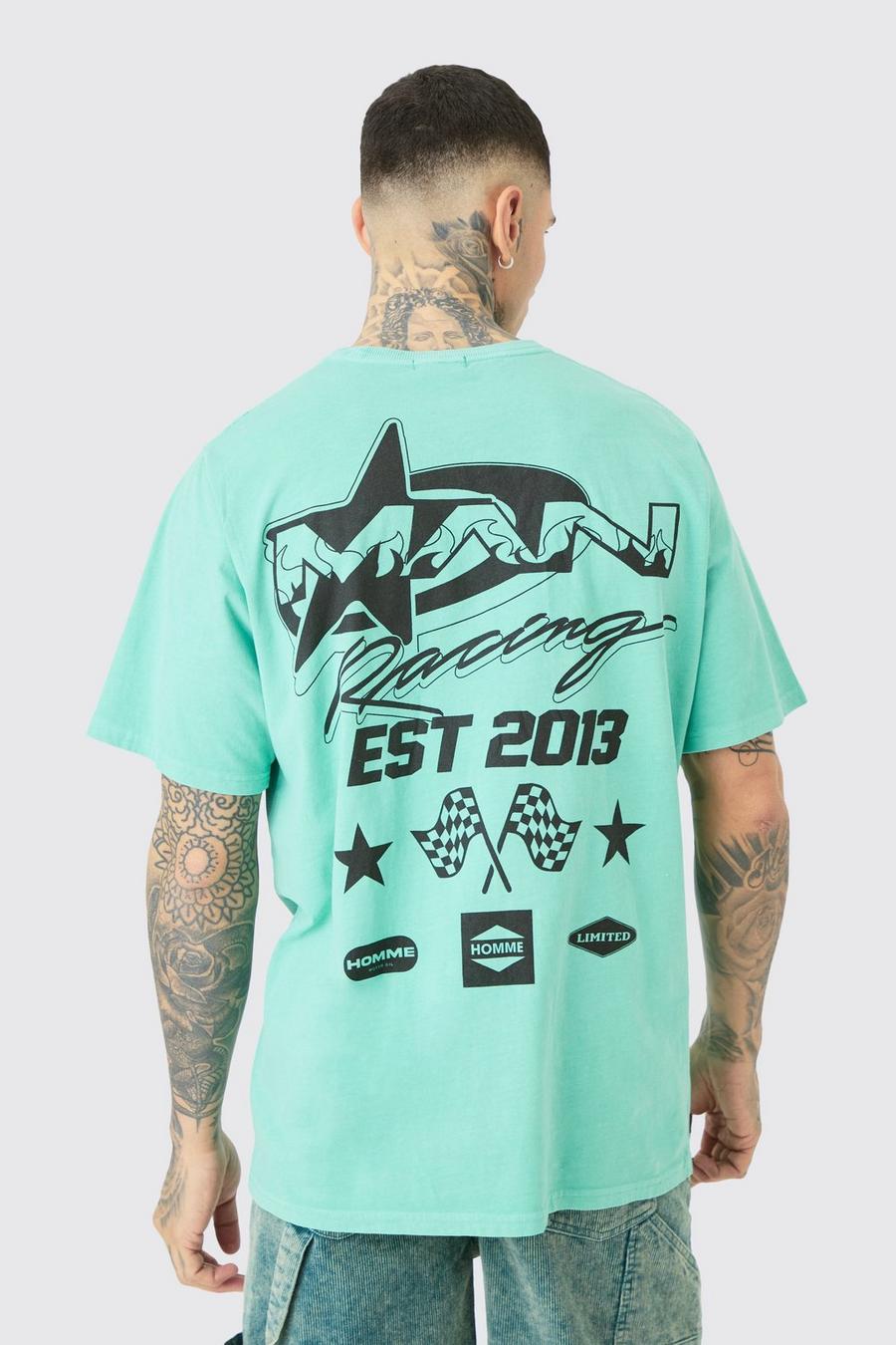 Green Tall Groen Man T-Shirt Met Racer Hals image number 1