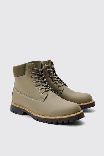 Bottines à lacets khaki