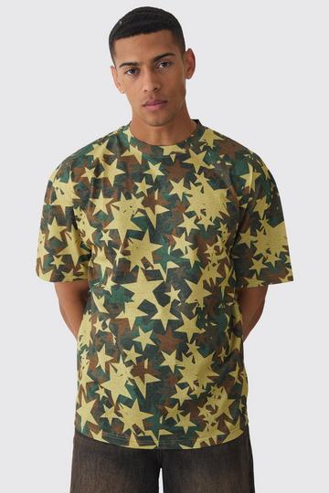 Oversized Extended Neck Camo T-shirt multi