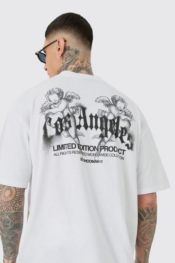 Tall Oversized Los Angeles Renaissance T-shirt In White white