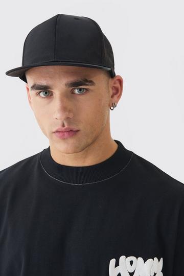 Black Satin Snapback In Black