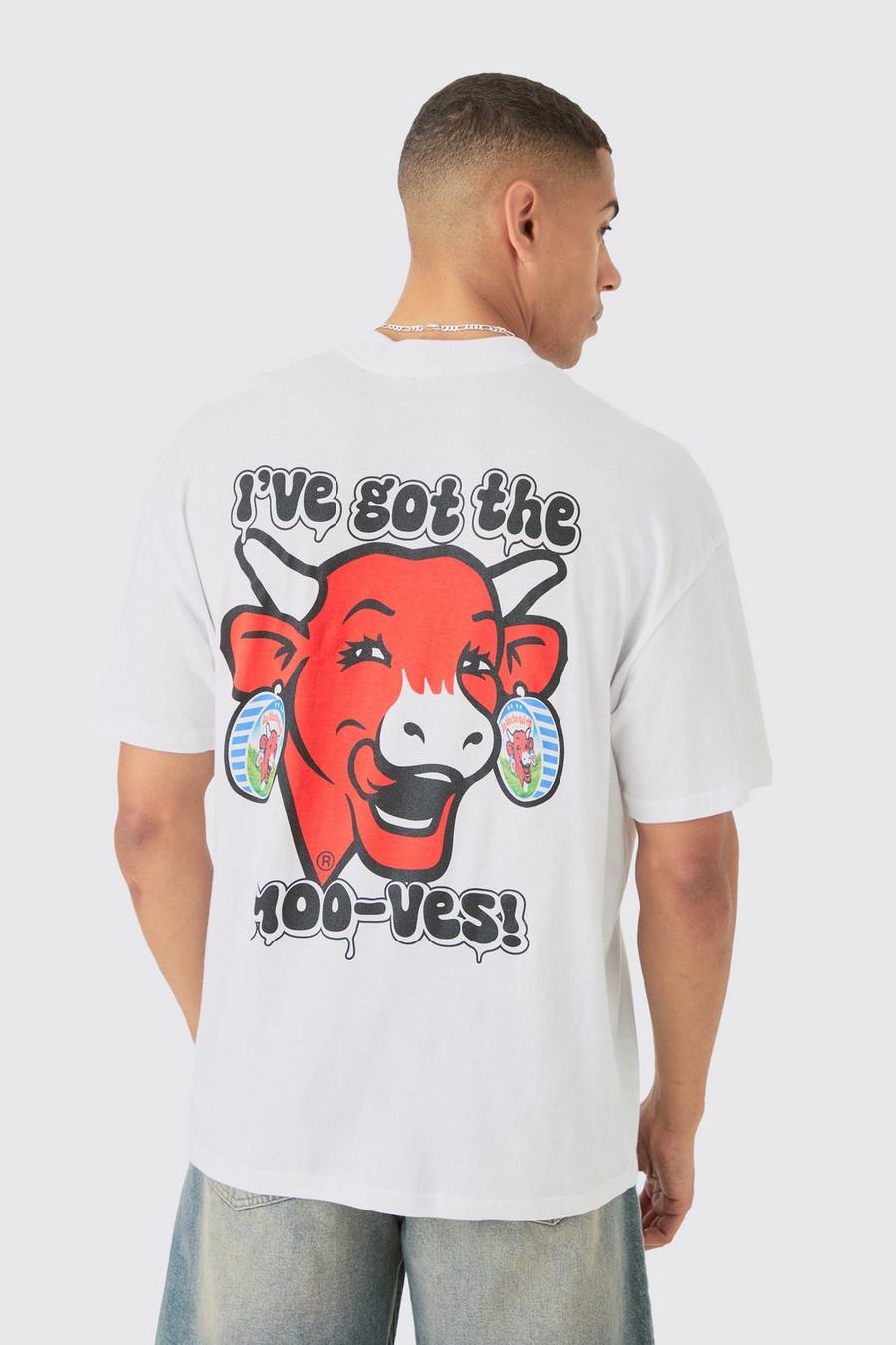 White Oversized Laughing Cow License T-shirt image number 1
