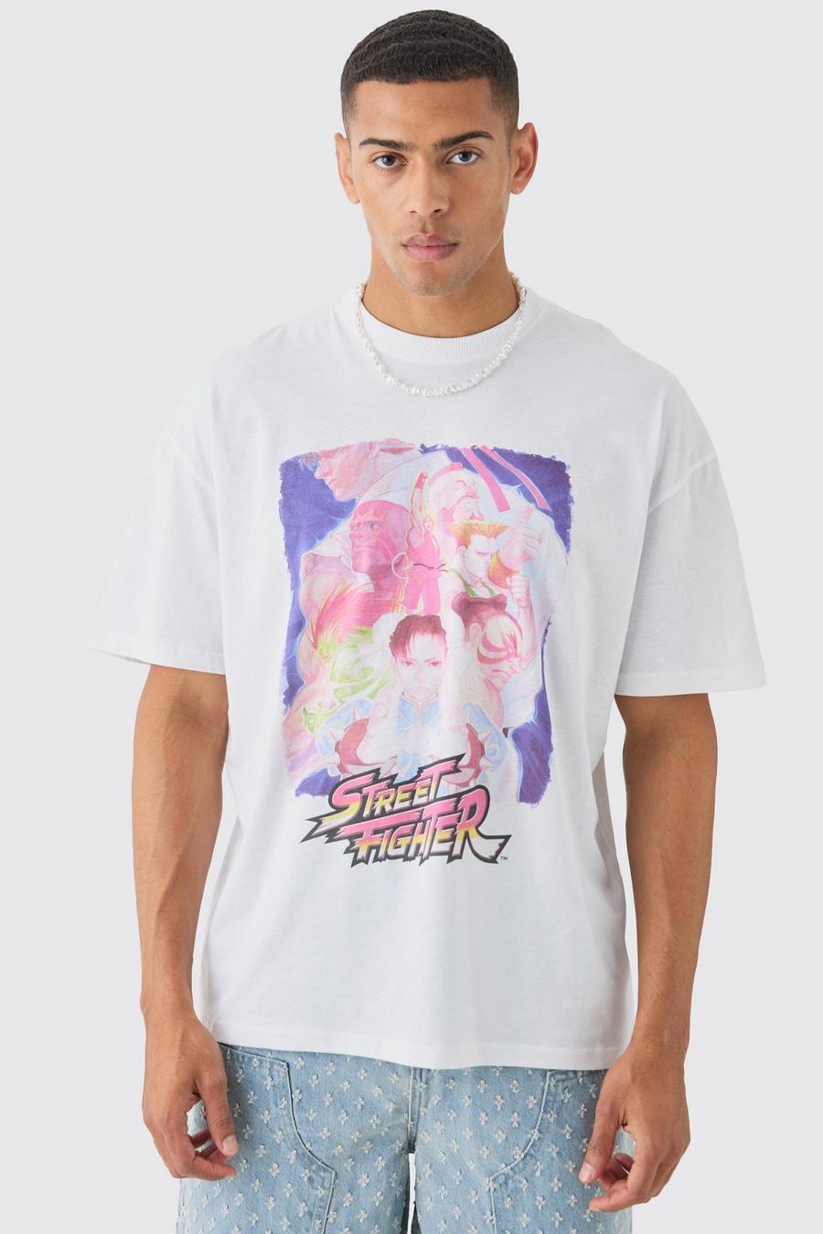 Camiseta oversize con estampado de Street Fighter, White