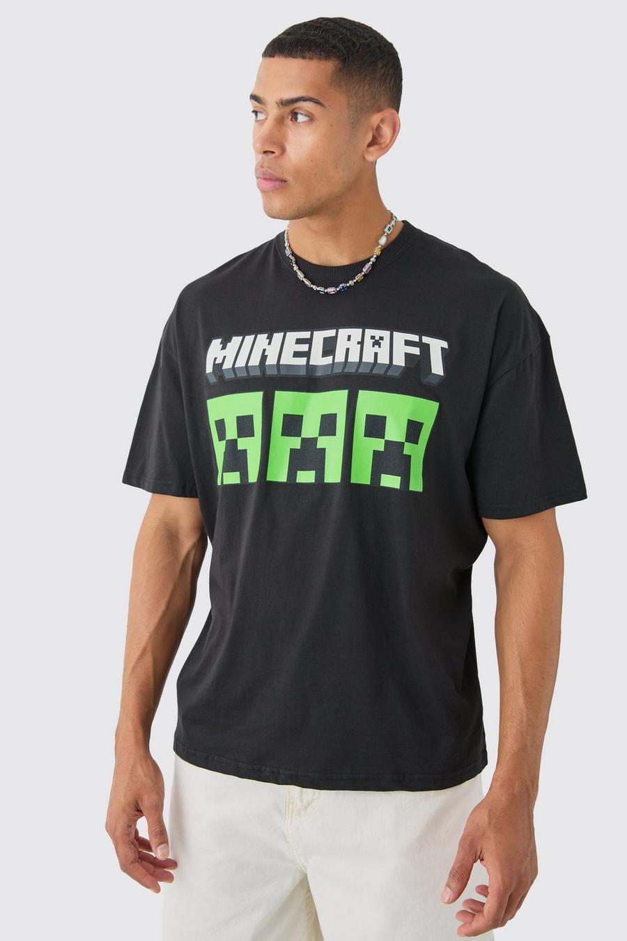 Camiseta oversize con estampado de Minecraft, Black