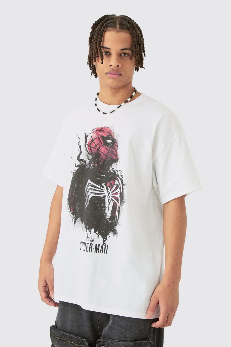 Plus Oversize T-Shirt mit lizenziertem Spiderman Venom Print, White