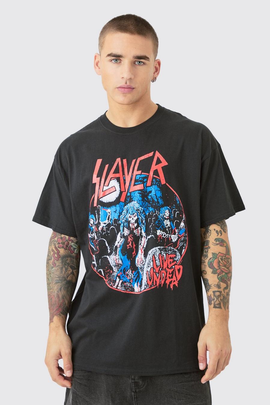 Black Loose Slayer Band License T-shirt image number 1