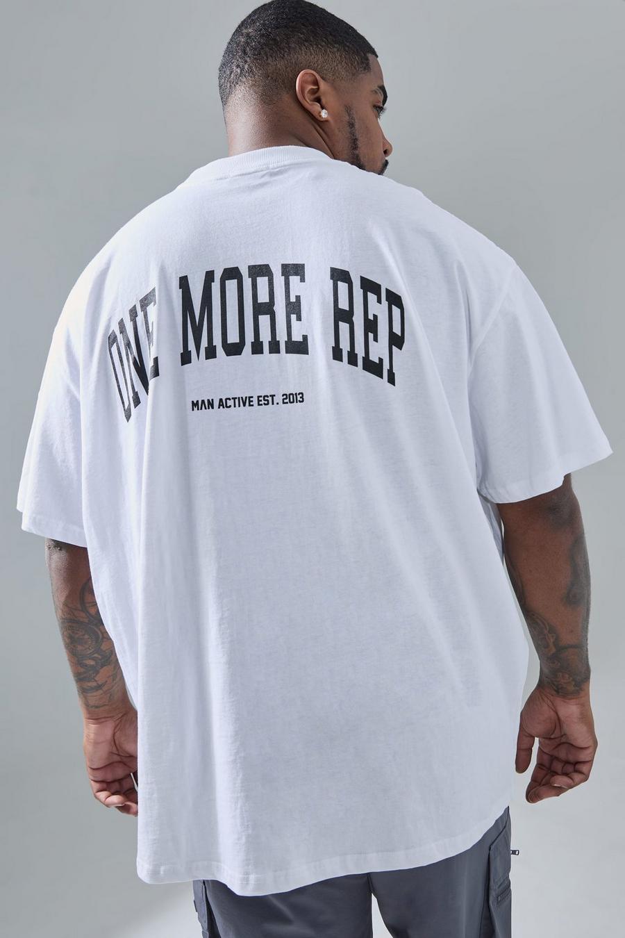 Camiseta Plus oversize MAN Active deportiva con estampado de representante, White image number 1