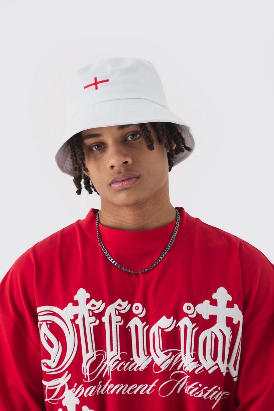 England Embroidered  Bucket Hat In White image number 1