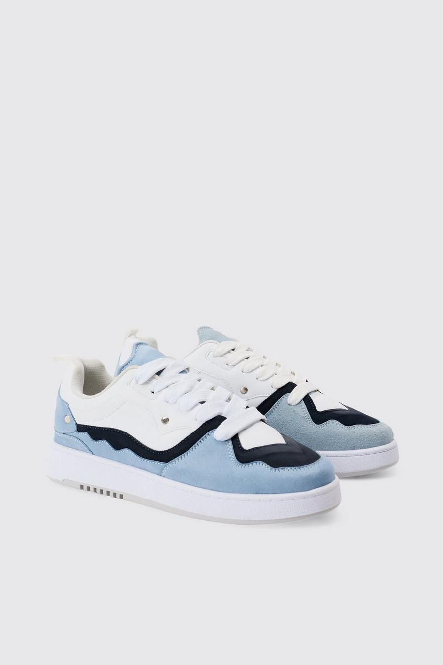 Blue Stevige Monochrome Sneakers In Blauw