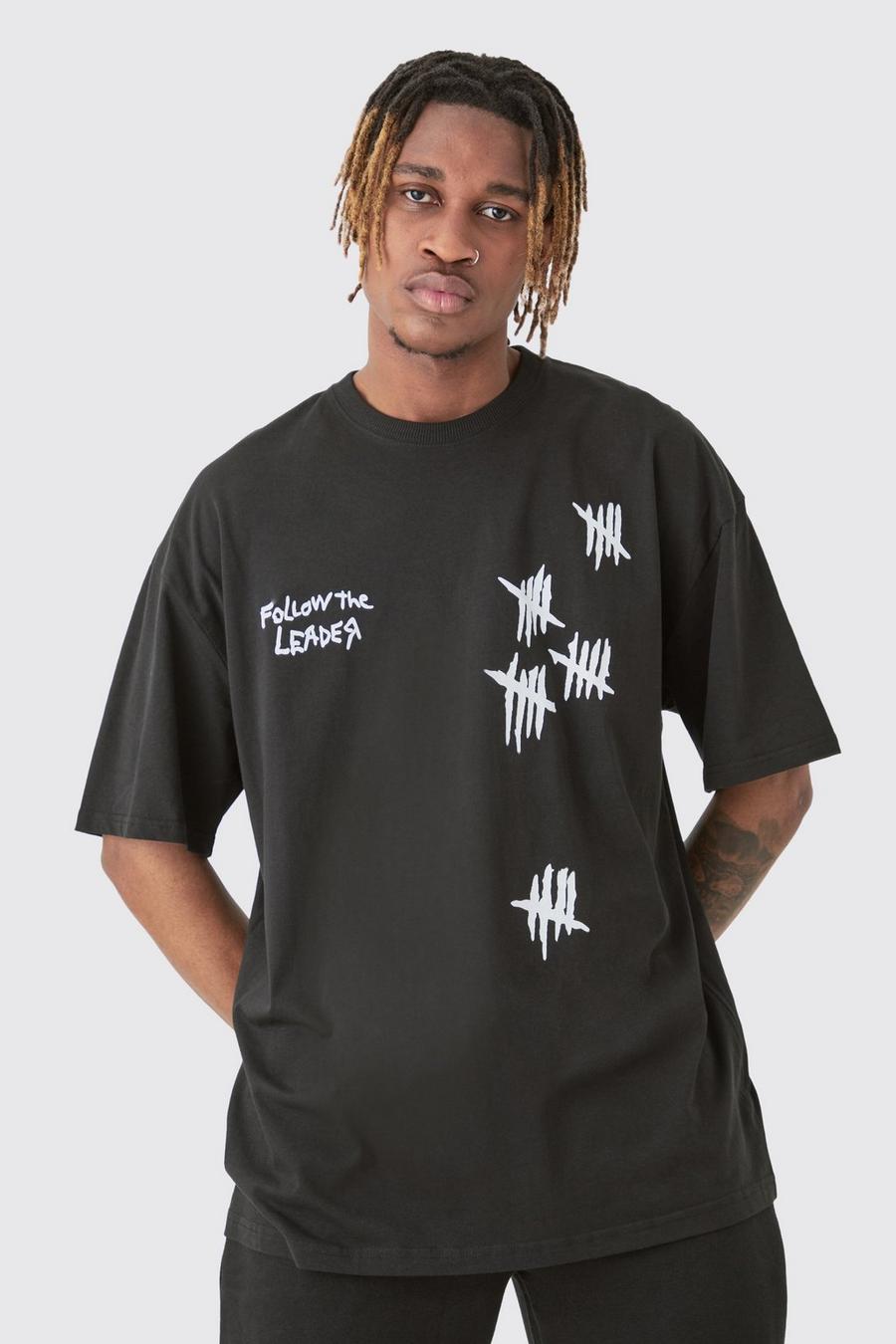 Tall Oversized Korn License T-shirt In Black