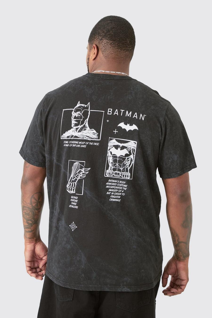 Grey Plus Acid Wash Batman License Back Printed T-Shirt image number 1