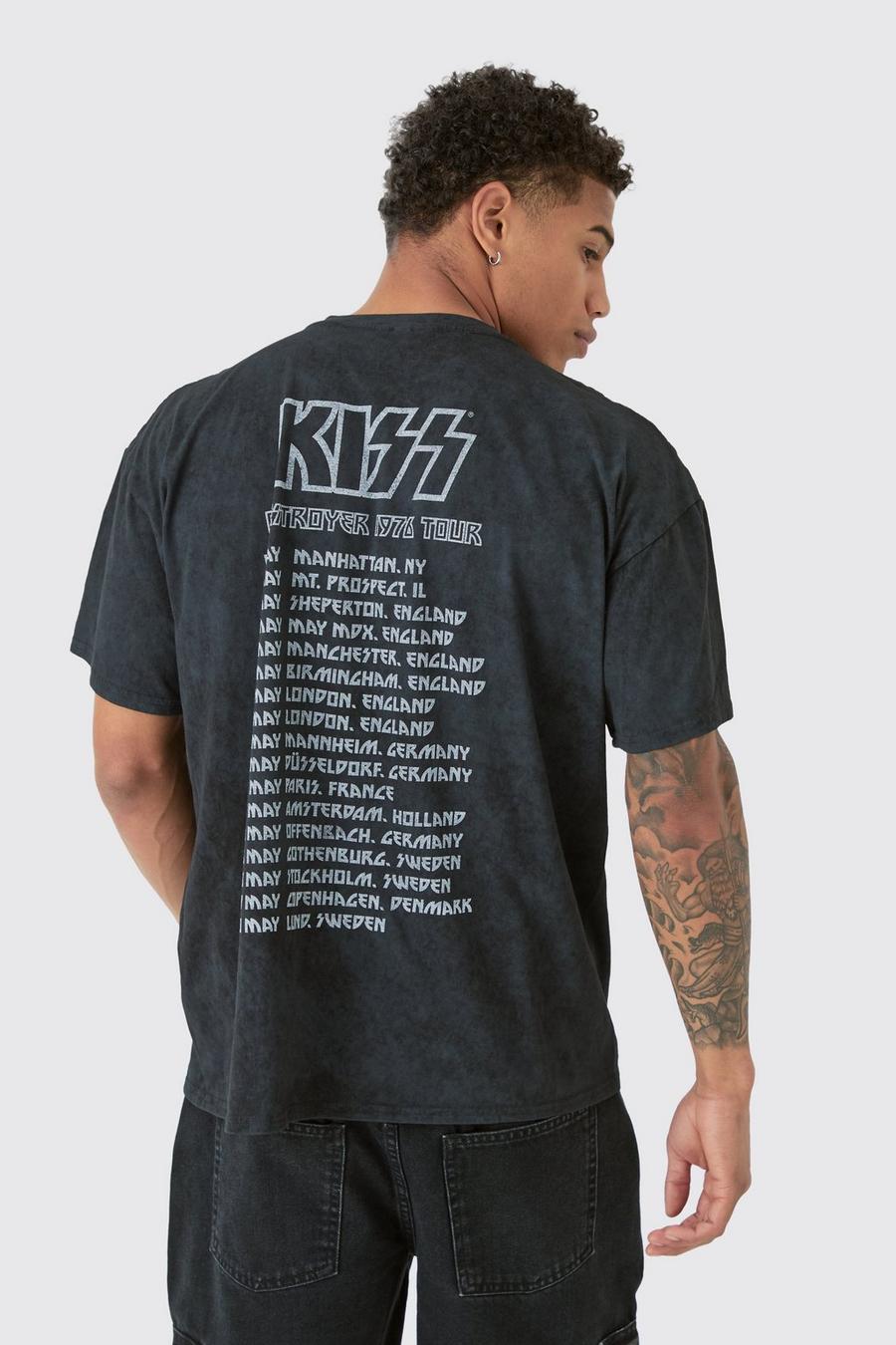 Charcoal Oversized Gelicenseerd Kiss Tour T-Shirt