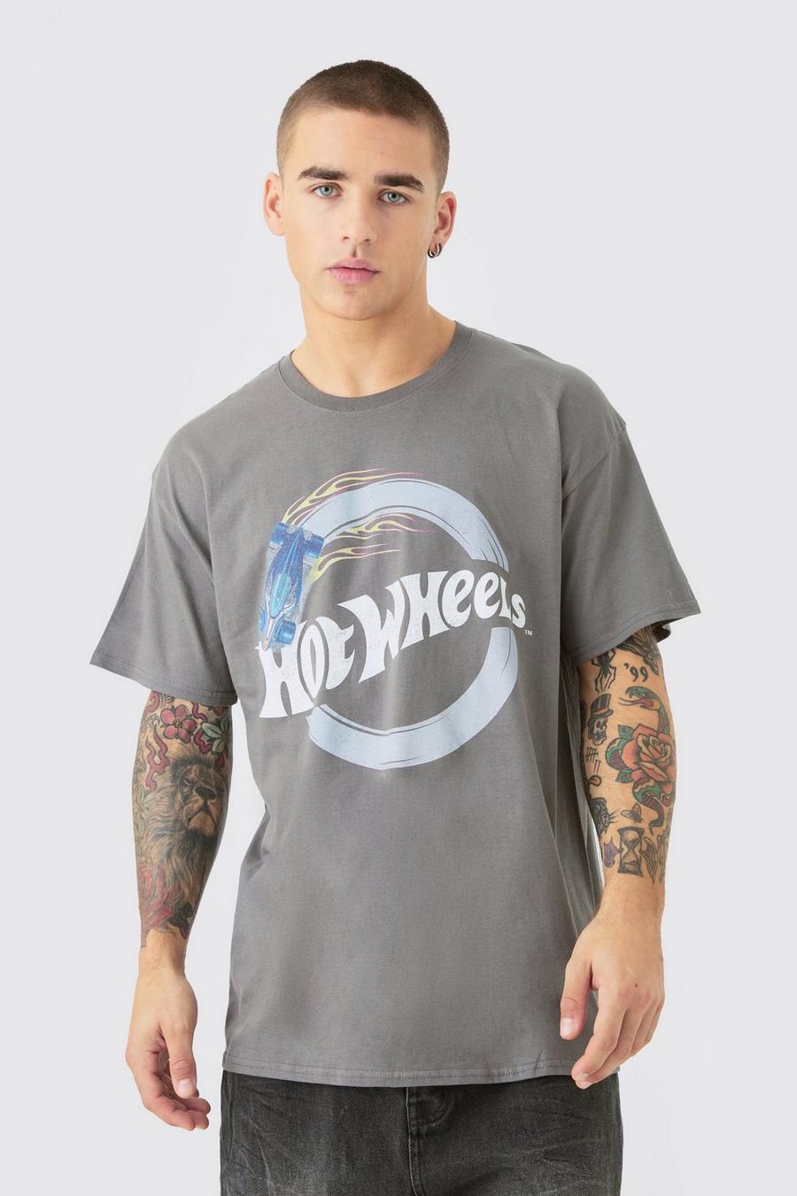 Camiseta oversize con estampado de Hot Wheels, Charcoal