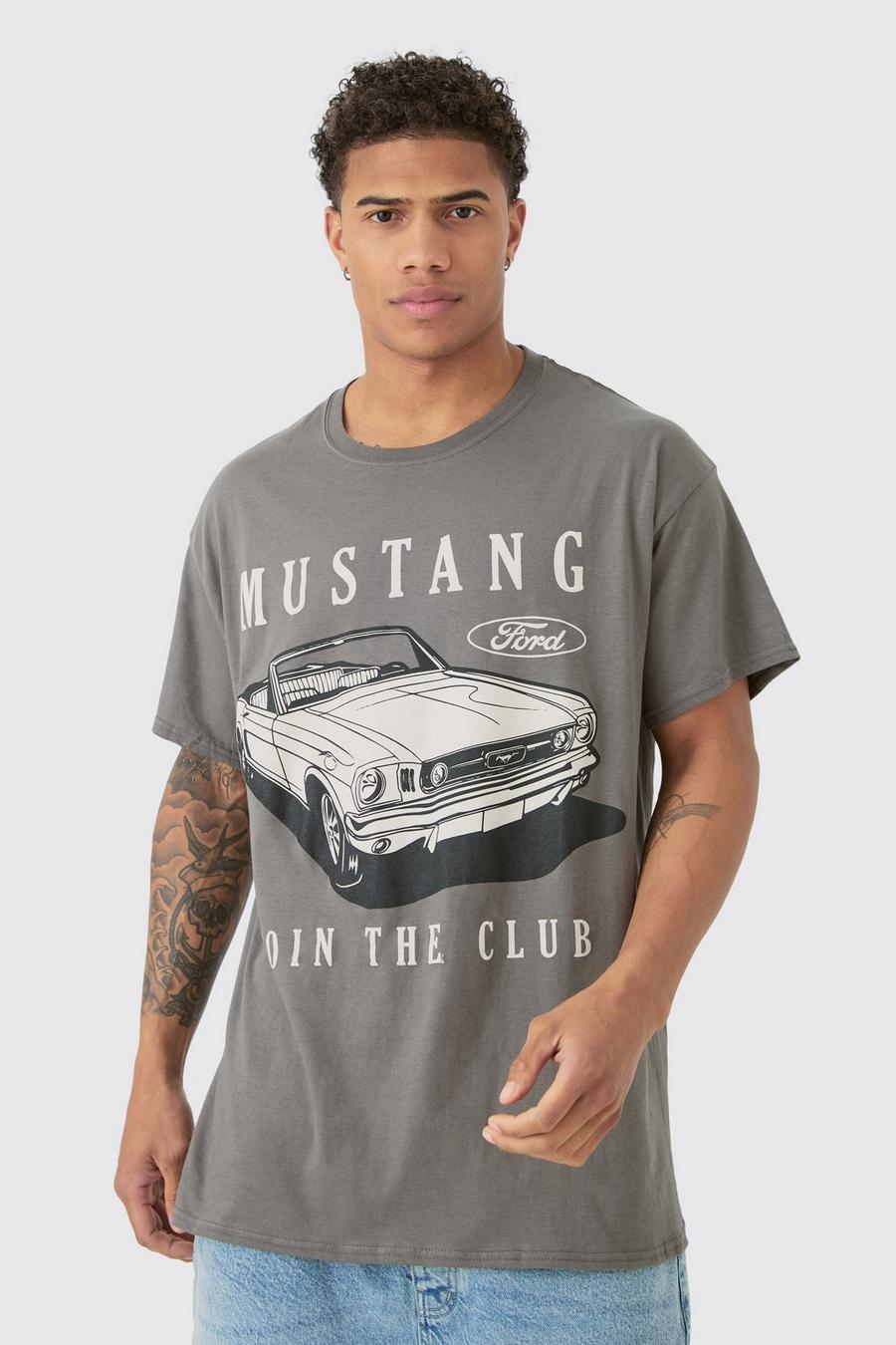 Charcoal Oversized Gelicenseerd Ford Mustang T-Shirt image number 1