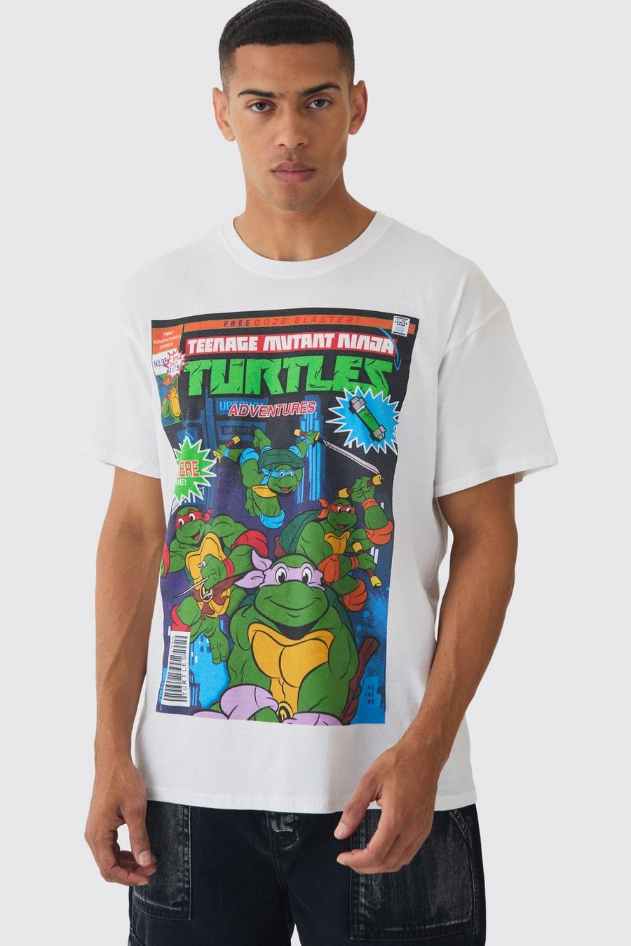 White Oversized Ninja Turtles Comic License T-shirt