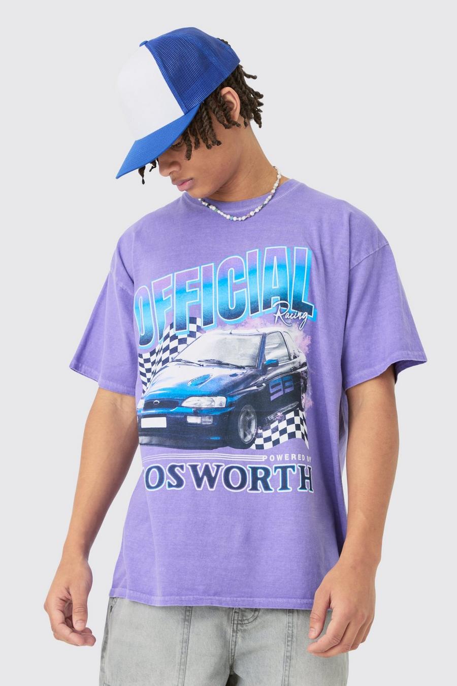 Purple Oversized Cosworth Wash License T-shirt image number 1