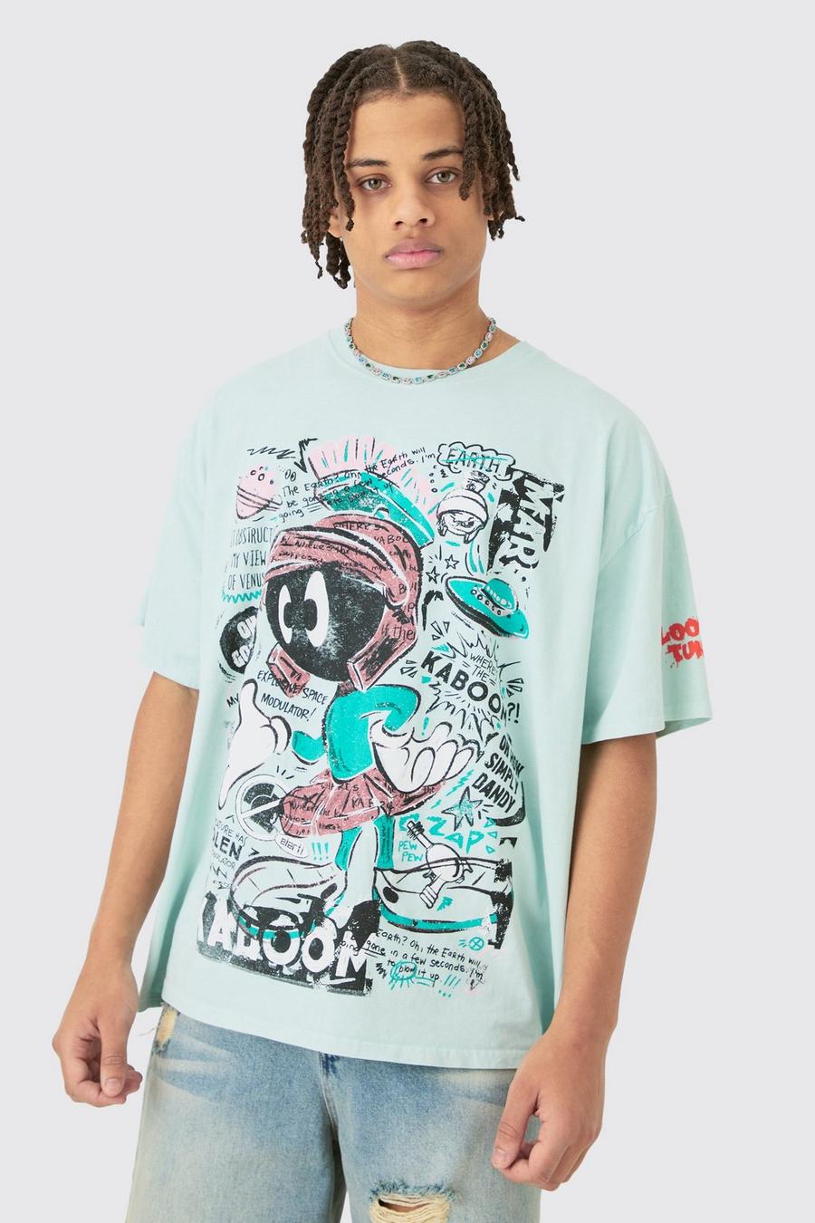 T-shirt oversize délavé à imprimé Looney Tunes, Aqua image number 1