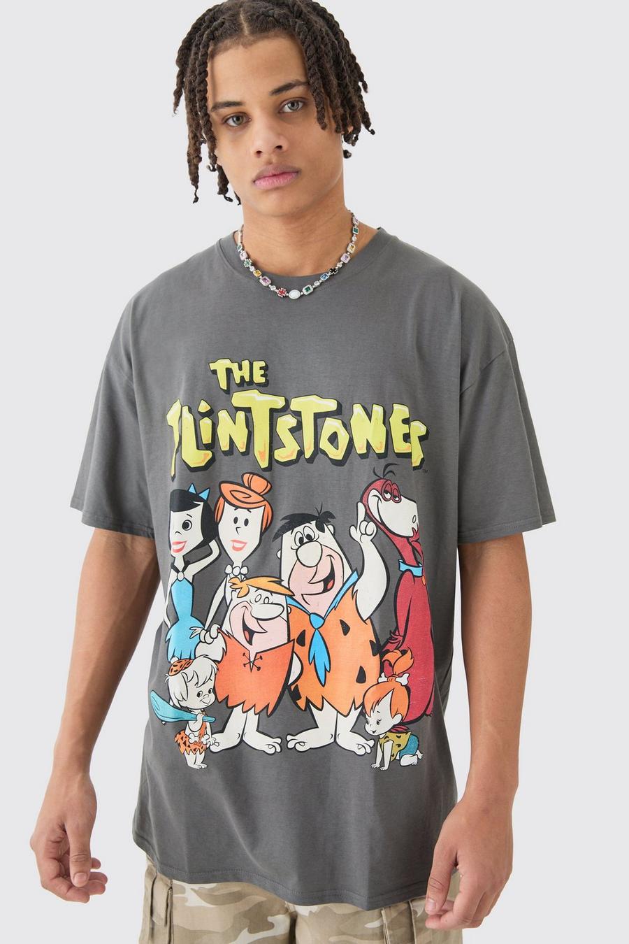 Oversize T-Shirt mit lizenziertem The Flintstones Print, Black image number 1
