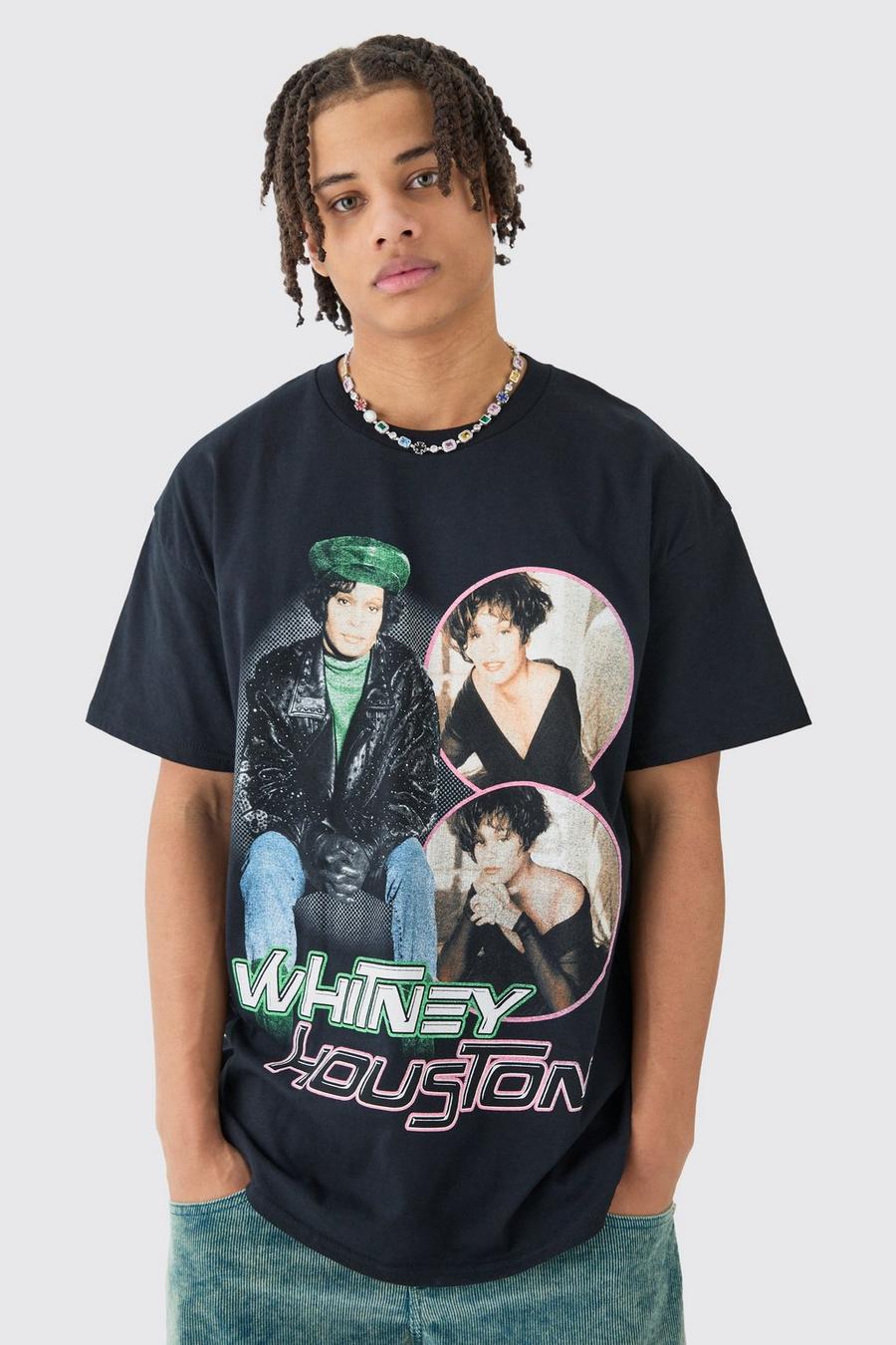 Camiseta oversize con estampado de Whitney Houston, Black
