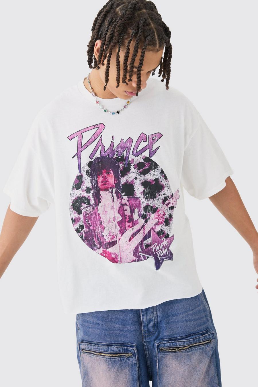 Kastiges Oversize T-Shirt mit lizenziertem Prince Print, White image number 1