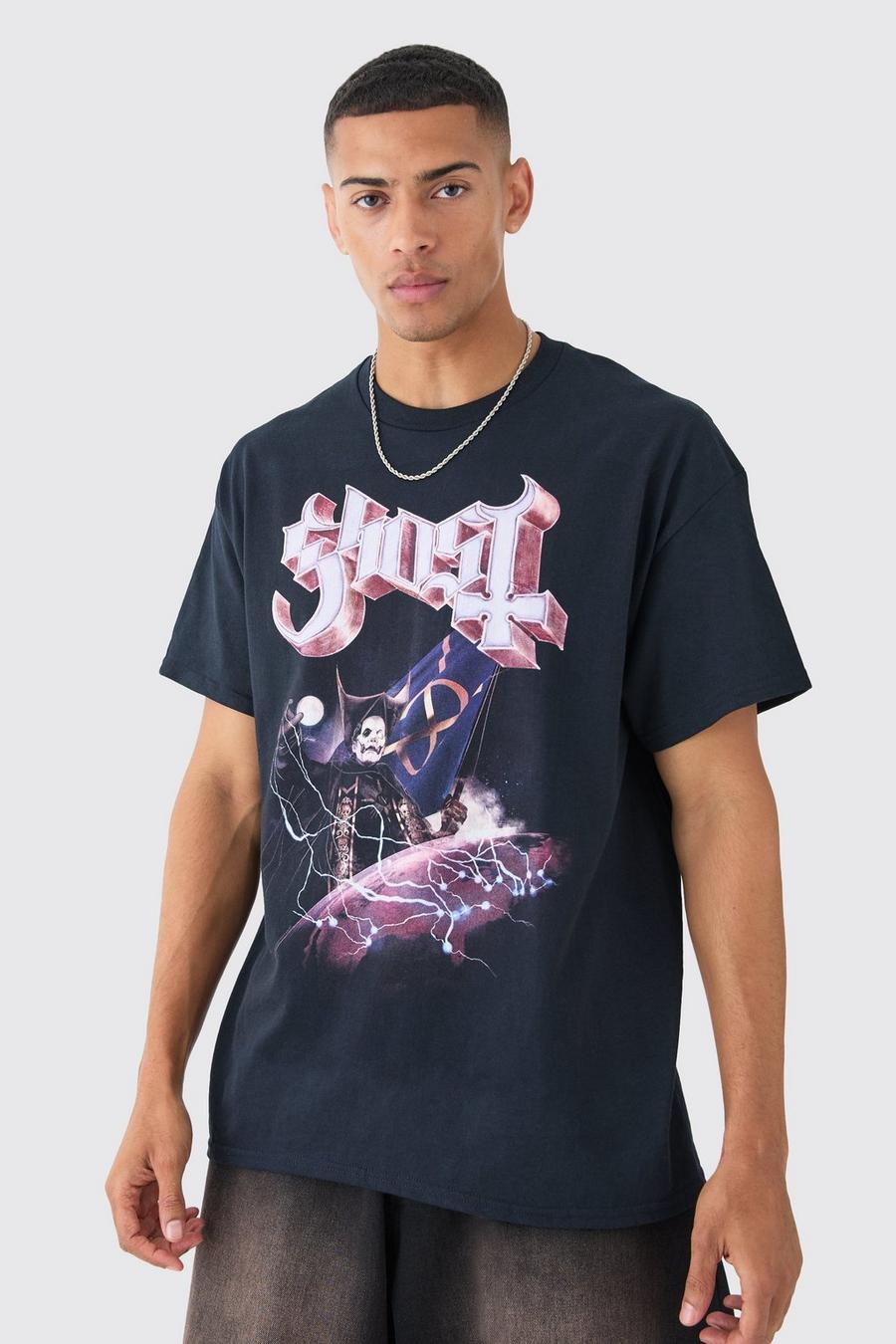 Camiseta oversize con estampado de Ghost, Black image number 1