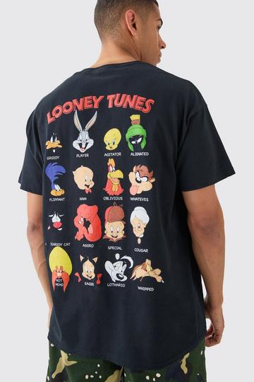 Oversized Looney Tunes Character License Back Graphic T-Shirt black